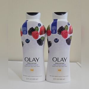 OLAY Fresh Outlast Berry Vibes Body Wash, 2 Bottles 22oz Ea, Brand New